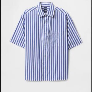 Gap Blue and White Big Shirt Organic Cotton Oversized Poplin Shirt